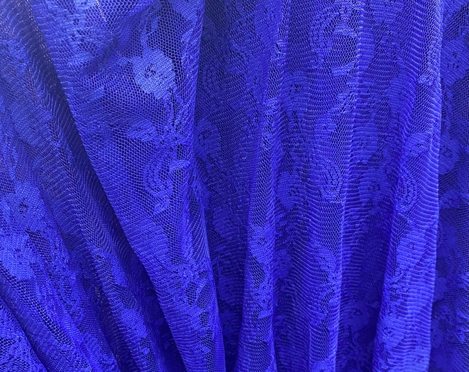 Royal Vintage Stretch Floral Lace 4 way poly  spandex Fabric By The Yard Wedding, Prom, Dresses, Lingerie, Pageant