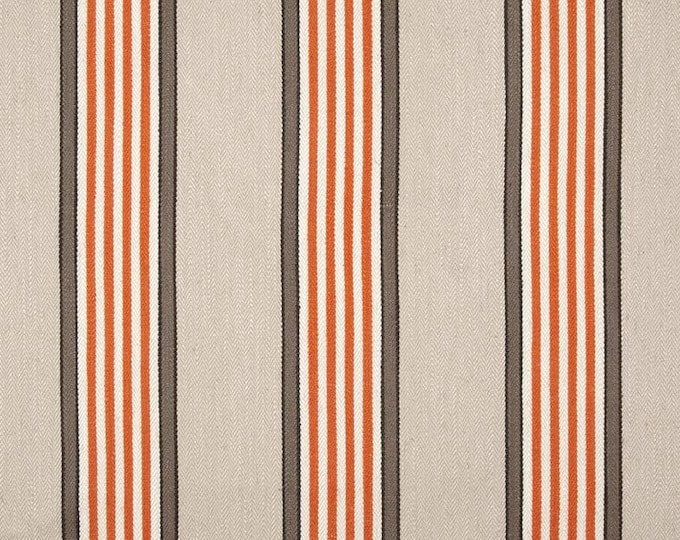 Pennington III plaid Stripe Coral Fabric by the yard upholstery drapery pillows bedding 54" wide