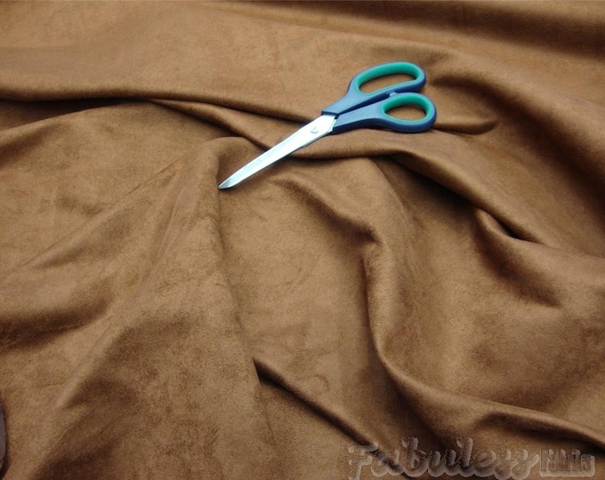 60" Wide Leather Brown Polyester micro faux suede upholstery fabric by the yard