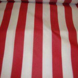 Waterproof Outdoor Canvas fabric Red White Striped  60" 600 Denier wide per yard