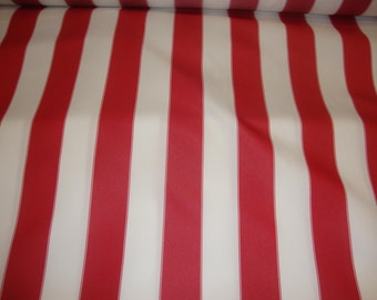 Waterproof Outdoor Canvas fabric Red White Striped  60" 600 Denier wide per yard