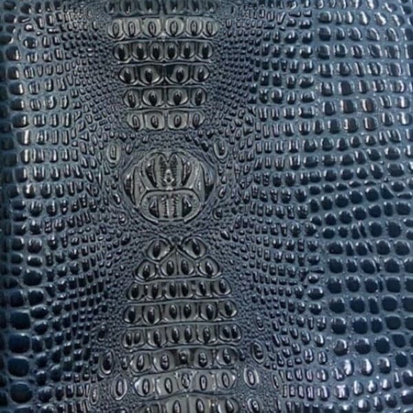 Mystique blue Swamp 3D Croco, embossed Faux vinyl fake upholstery, handbags fabrics