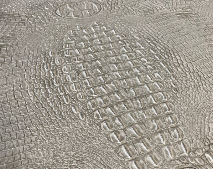 Steel gray Big alligator embossed Vinyl Leather upholstery fabric