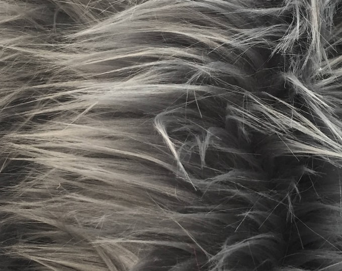 Gray bluish shaggy faux fur upholstery fabric by the yard 60" wide