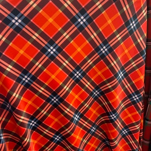 Red double plaid poly Spandex 4 way stretch fabric by the yard 58&quot; wide