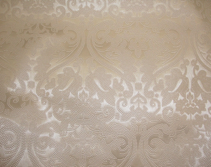 Blush Parisian Embossed Damask Vinyl upholstery Drapery  fabric per yard