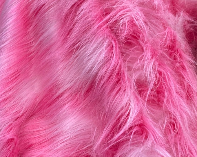 58"  Wide Faux fur fabric, Multi pink white Upholstery by the yard