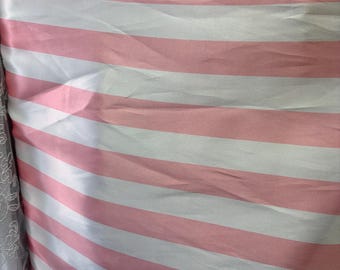 Pink & White 1 Inch Stripe Charmeuse Satin Fabric by Yard for Apparel Decor