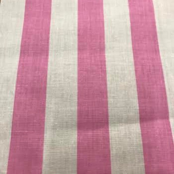 Pink White Stripe Poly Cotton 1" Fabric