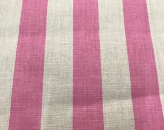 Pink White Stripe Poly Cotton 1" Fabric