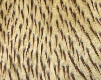 Brown spike on beige Faux Fur shaggy Upholstery Fabric by the yard 60” wide