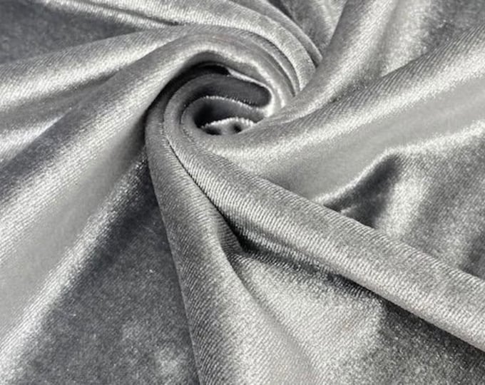 Silver stretch velvet spandex fabric 60" Wide