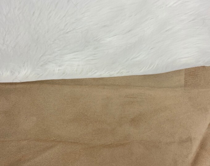 Faux Fur Long Pile Bonded Shagg Suede Backing Fabric White  / 60" Wide / Sold by the yard