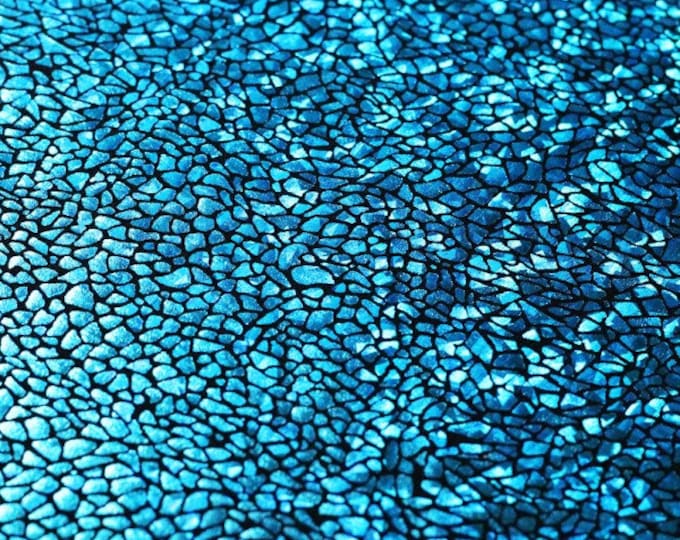 Apperal 4-Way Stretch Turqoise black pebble Hologram Spandex Metallic swimsuits dance  Fabric by the yard