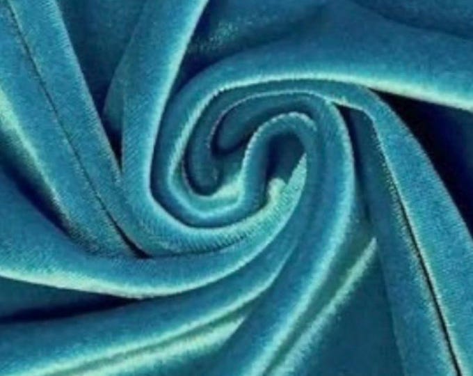 TEAL Stretch Velvet Fabric By The Yard 58’’ wide