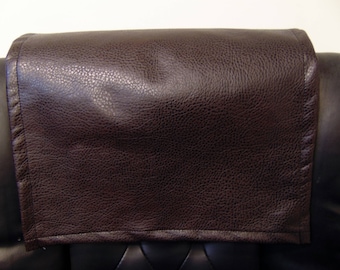 Dark Brown Ford faux leather vinyl Sofa Loveseat Chaise Theater Seat, Chair Caps Headrest Pad, Recliner Head Cover, Furniture Protector