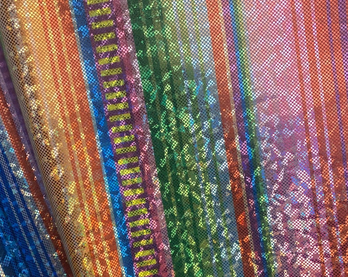 serape broken glass hologram spandex 4 way stretch fabric 60" wide
