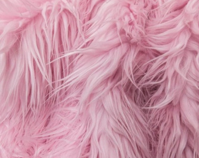 Faux Fur Mongolian Pink 60 Inch Wide Fabric By the Yard 60" wide