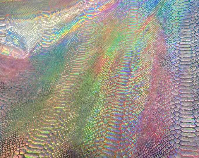 Iridescent rainbow pearl Snake Hologram Spandex4 way stretch 58" wide