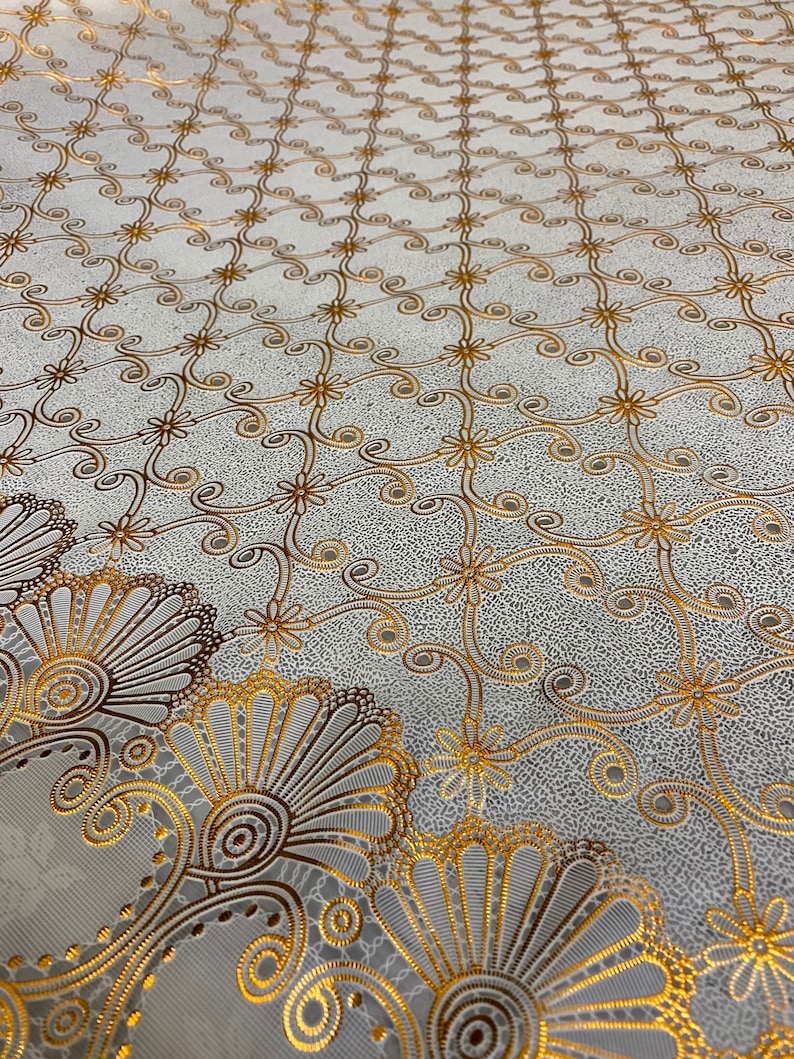 Gold vinyl tablecloth cover Fabric 53 inches wide by the yard Etsy