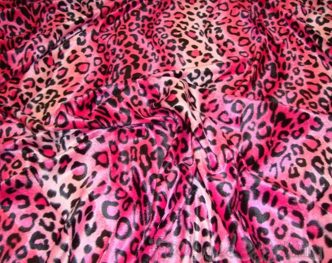 Leopard Pink/black Velboa upholstery apparel Fabric per yard 58” wide