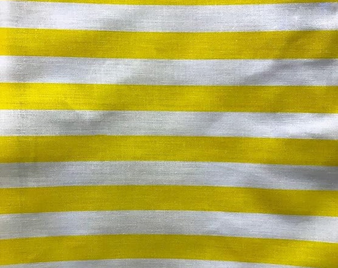 Yellow/White stripe Poly cotton 1" stripe Sold by yard  POLYCOTTON 58" wide