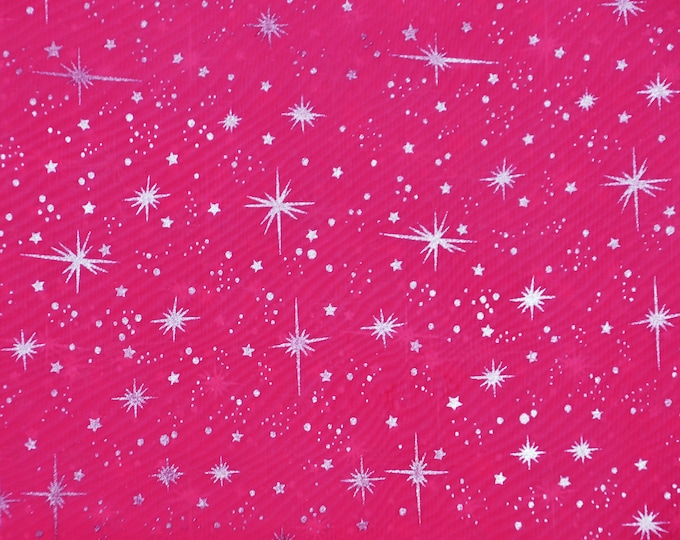 Star sparkle Bursts Sheer Organza Fuchsia 58 Inch Wide Fabric