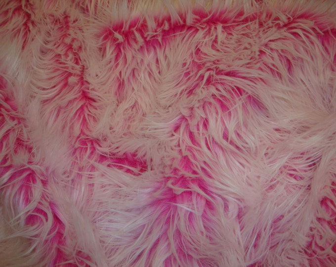 58"  Wide Fur Faux fake Fuschia Faux Fur Ultra Mongolain 2 Tone Fabric by the yard