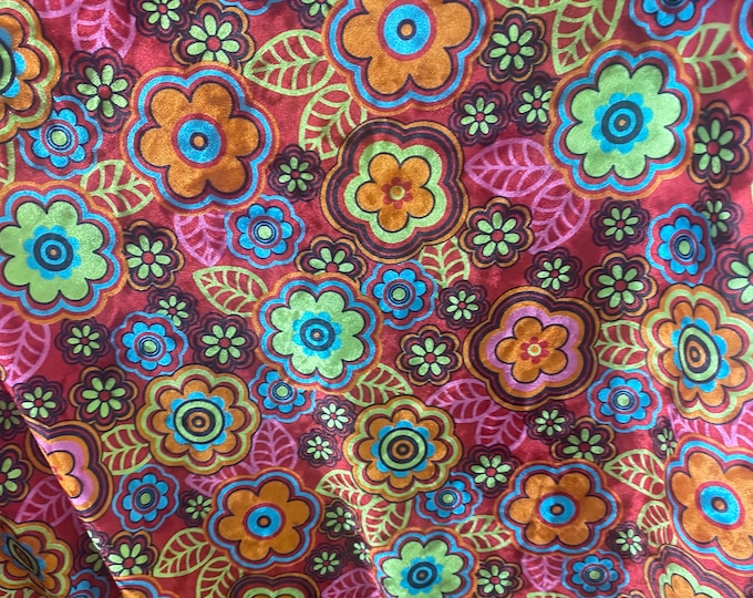 Summer multi floral Floral stretch Velvet fabric 60”