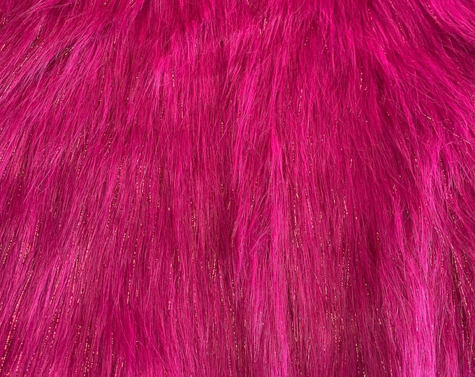 Fuchsia Sparkle Faux fur pile Upholstery Arts & Crafts fabric By The YARD