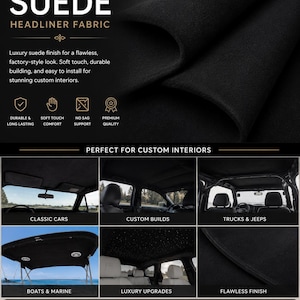 Black suede Headlining Foam Backed Fabric 60" Wide by the yard
