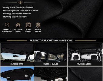 Black suede Headlining Foam Backed Fabric 60" Wide