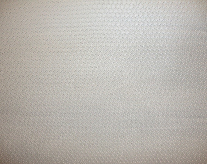 wHITE Vinyl Faux Leather Fabric Basket Weave Tile Upholstery/ White 54" Wide - By the Yard