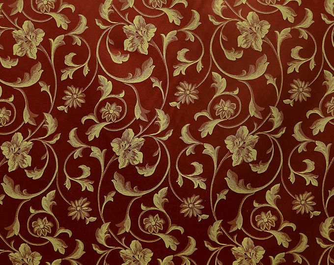 Jacquard  brocade Upholstery drapery fabric by the yard 56" Rouge
