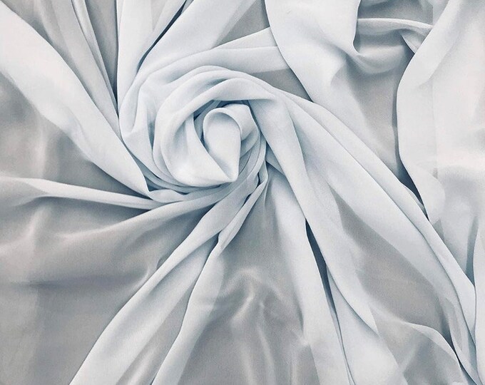 Light blue Sheer High Multi Chiffon Solid Fabric, 100% Polyester 58/59" Wide, Sells by The Yard