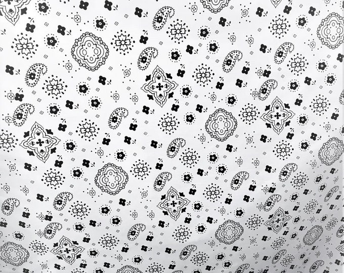 White bandana cotton print paisley print 58"/59" By yard