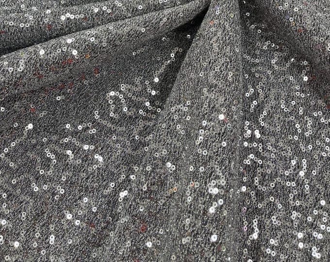 Silver Metallic Tinsel 2 way Stretch Lurex Fabric With Sequins/58 Wide