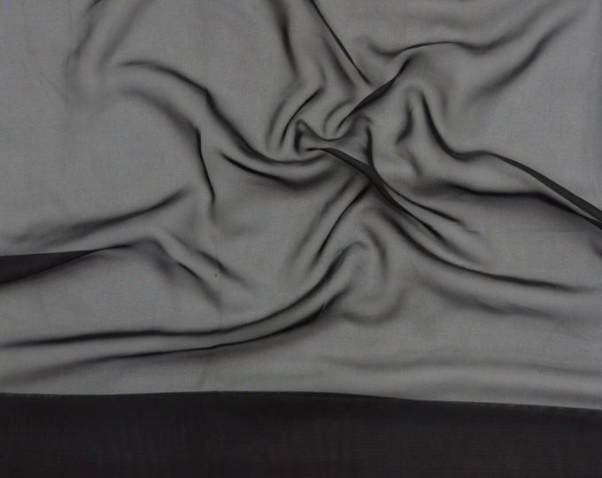 Black 60” Wide Chiffon Fabric – Sheer, Lightweight & Flowing Material for Sewing, Draping Event Décor