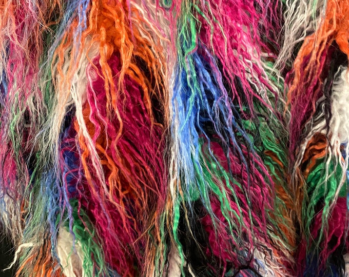 Mix Multi #2 Mongolain Faux Fur Long PIle  fabric by the yard 58" Wide