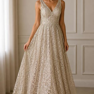 Taupe Web Sequin Fabric by the Yard – Embroidered Mesh Lace with Sparkle Sequins