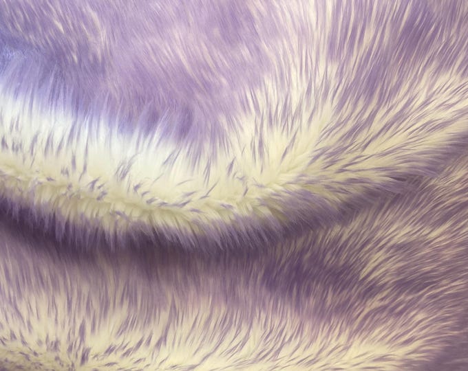 Faux Fur fake White With lavender Frosted tips fabric 60" Wide sold by the yard