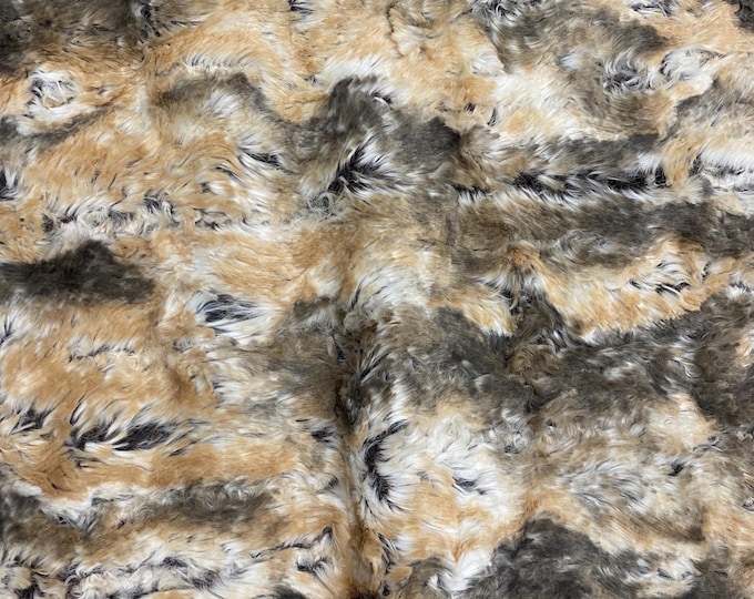 Camouflage Woodsy minky Fur faux fur short pile fabric by the yard 58” wide