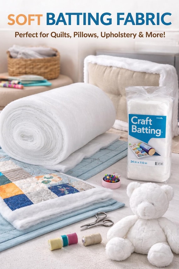 Quilt Batting Multipurpose Dacron Fiber Polyester Wadding Fabric 1/2" Loft Upholstery Grade Padding 48 inches wide