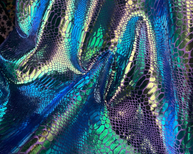 Mermaid pearl Snake Hologram Spandex 4 way stretch 58" wide fabric