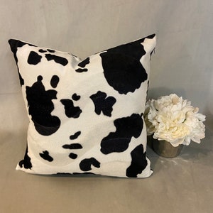 18X18 &quot; COW  velboa soft short fur home decor pillow cover only animal print pillows (SET OF 2)