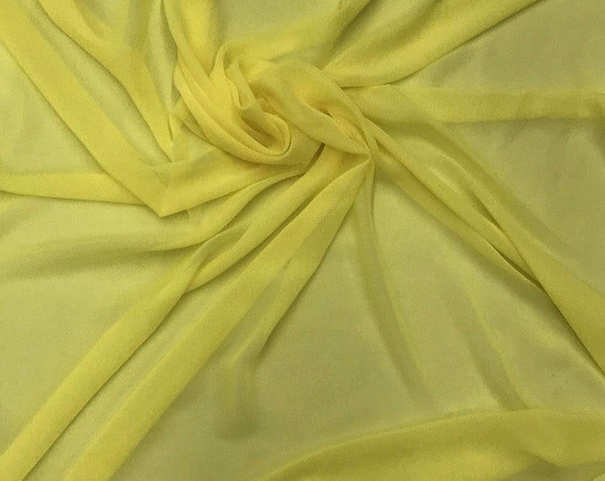 Yellow Sheer High Multi Chiffon Solid Fabric, 100% Polyester 58/59" Wide, Sells by The Yard