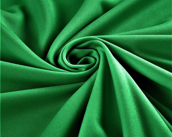 Kelly green Stretch Crepe Scuba Techno Knit Polyester Spandex Fabric for Bows, Top Knots, Head Wraps, Clothes, Costumes, Crafts