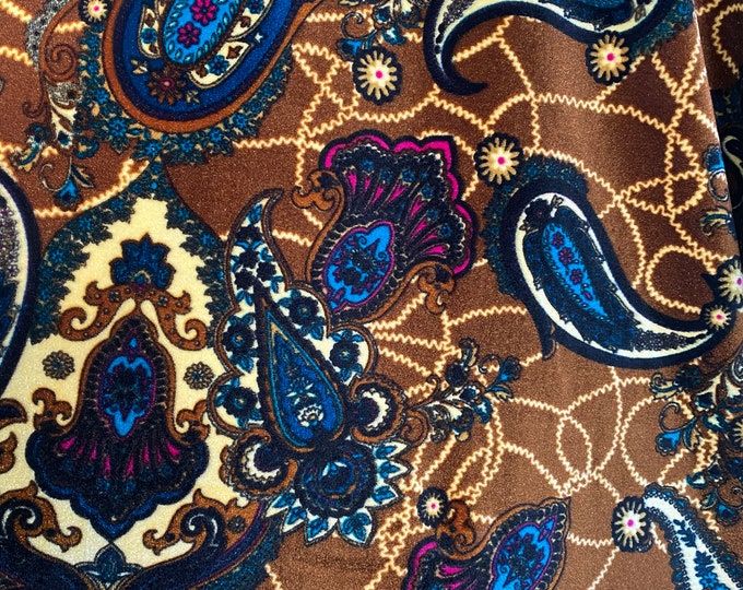 Burnout Velvet Stretch, brown paisley  60” wide
