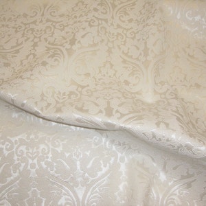 Lyon - Embossed Damask Pattern Vinyl Upholstery Fabric by the Yard