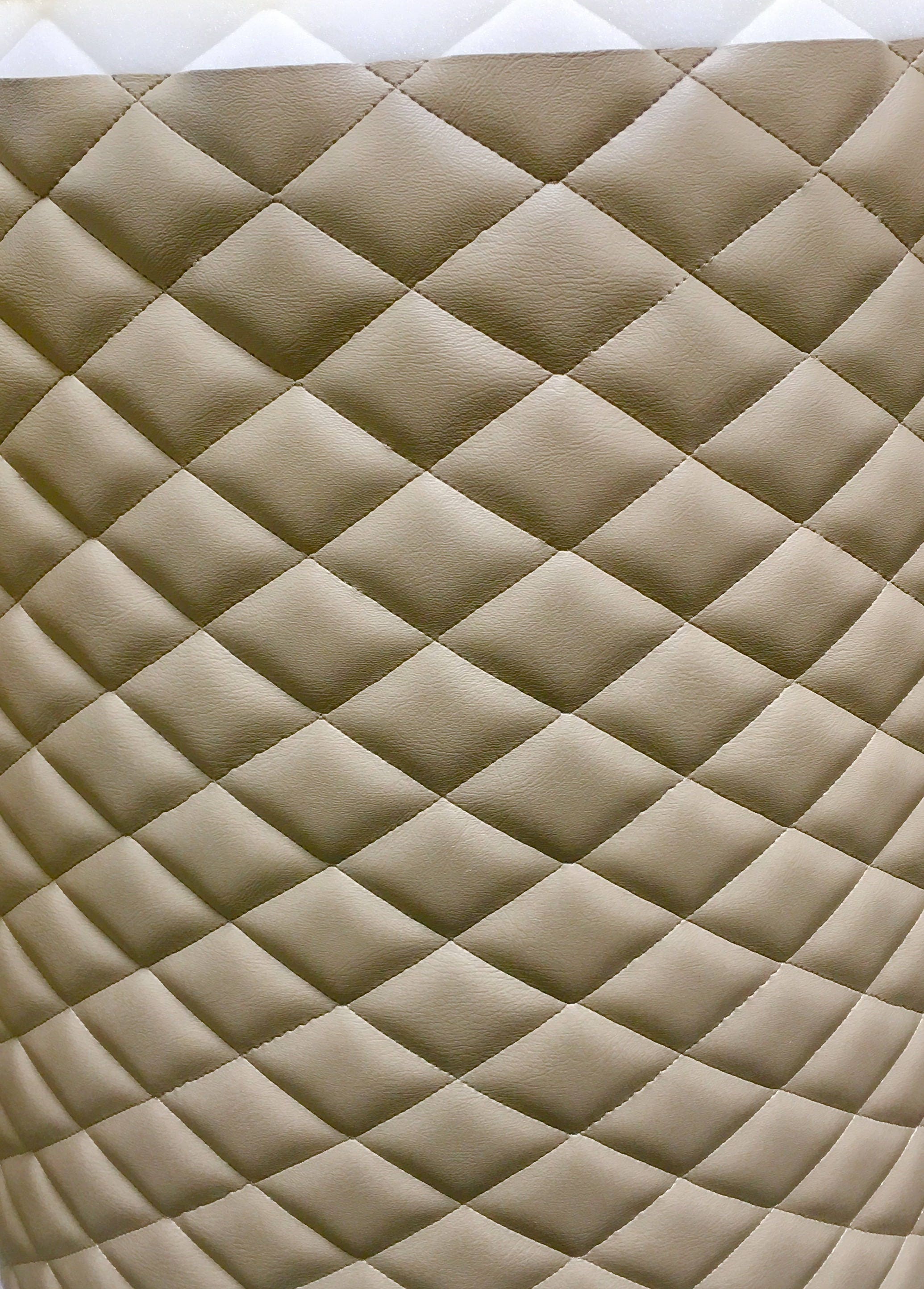 Double Thread Quilted Faux Leather Vinyl Fabric Foam Backing Upholstery  Supplies